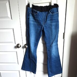 Good American Blue Flare Wide Leg Maternity Jeans In Women's Size 8